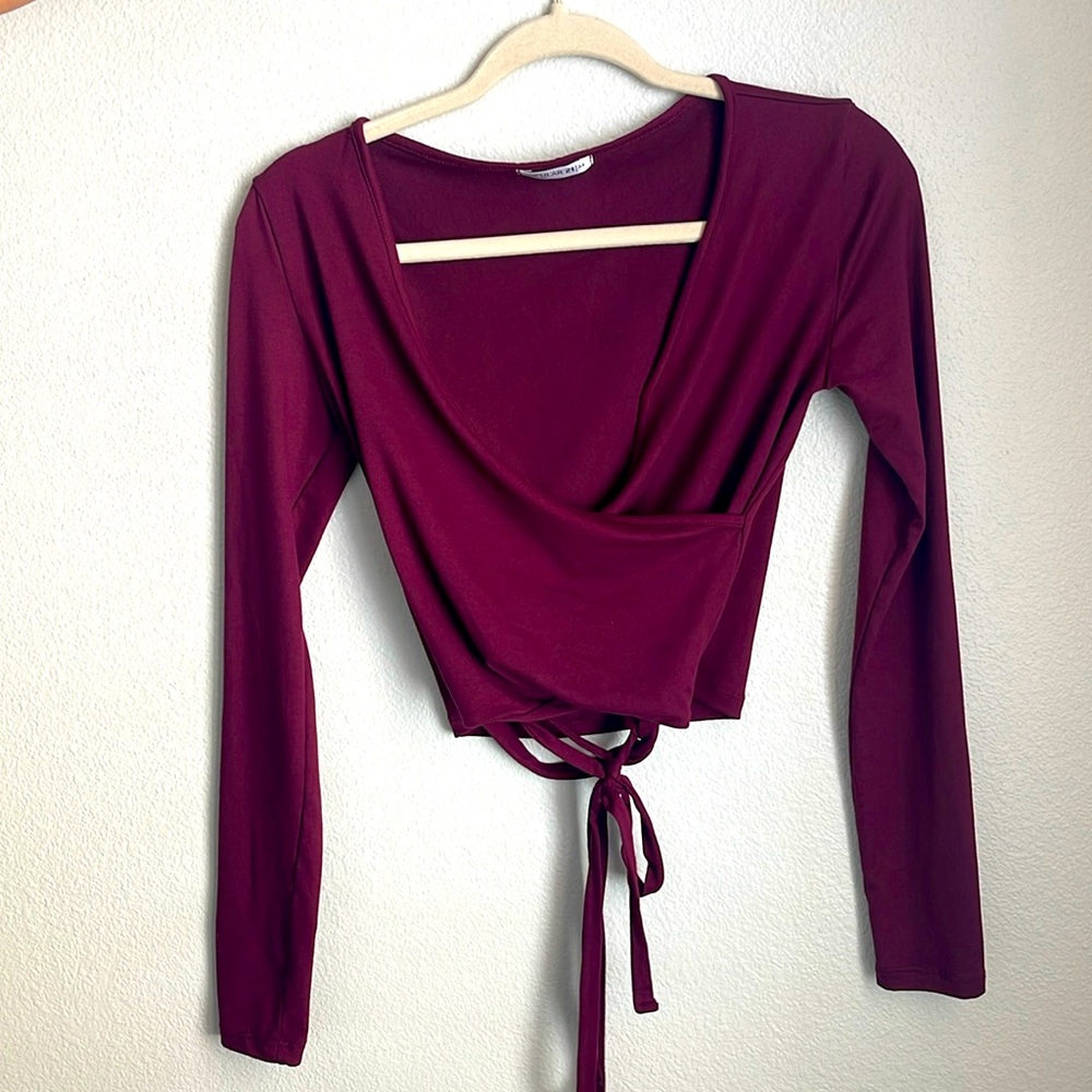 burgundy- wine cropped long sleeve